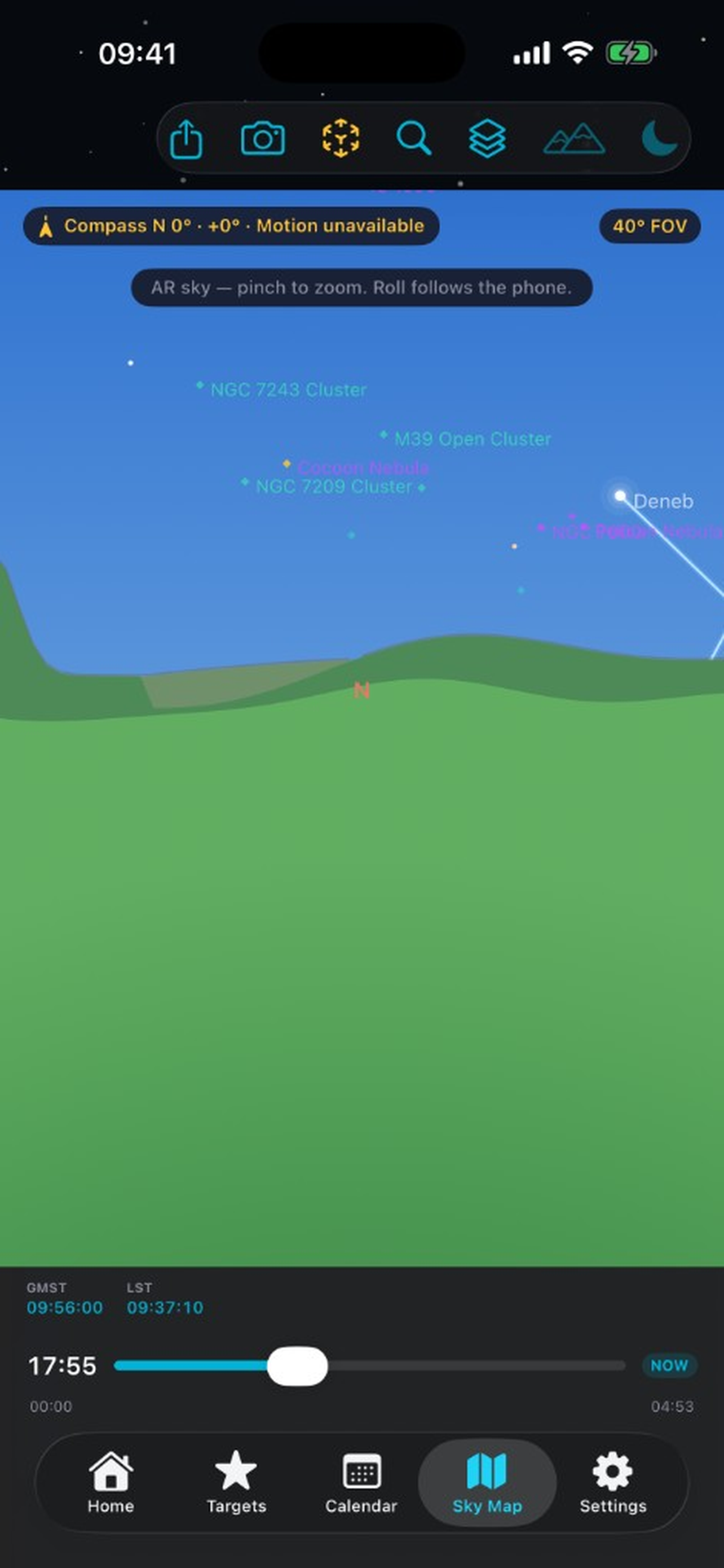 Sky map with augmented reality overlay